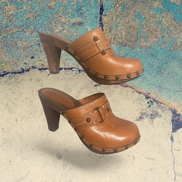 Banana Republic Shoes - Boho Western Cowgirl Studded Leather Mule Heels Clog Chic Size 7 (fits 7.5)